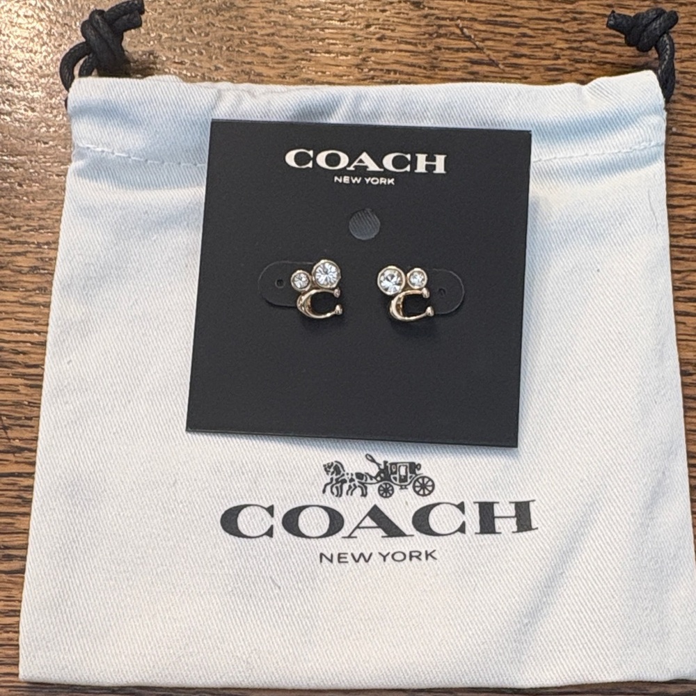 Coach Gold-Tone Crystal 'C' Mini Stud Earrings